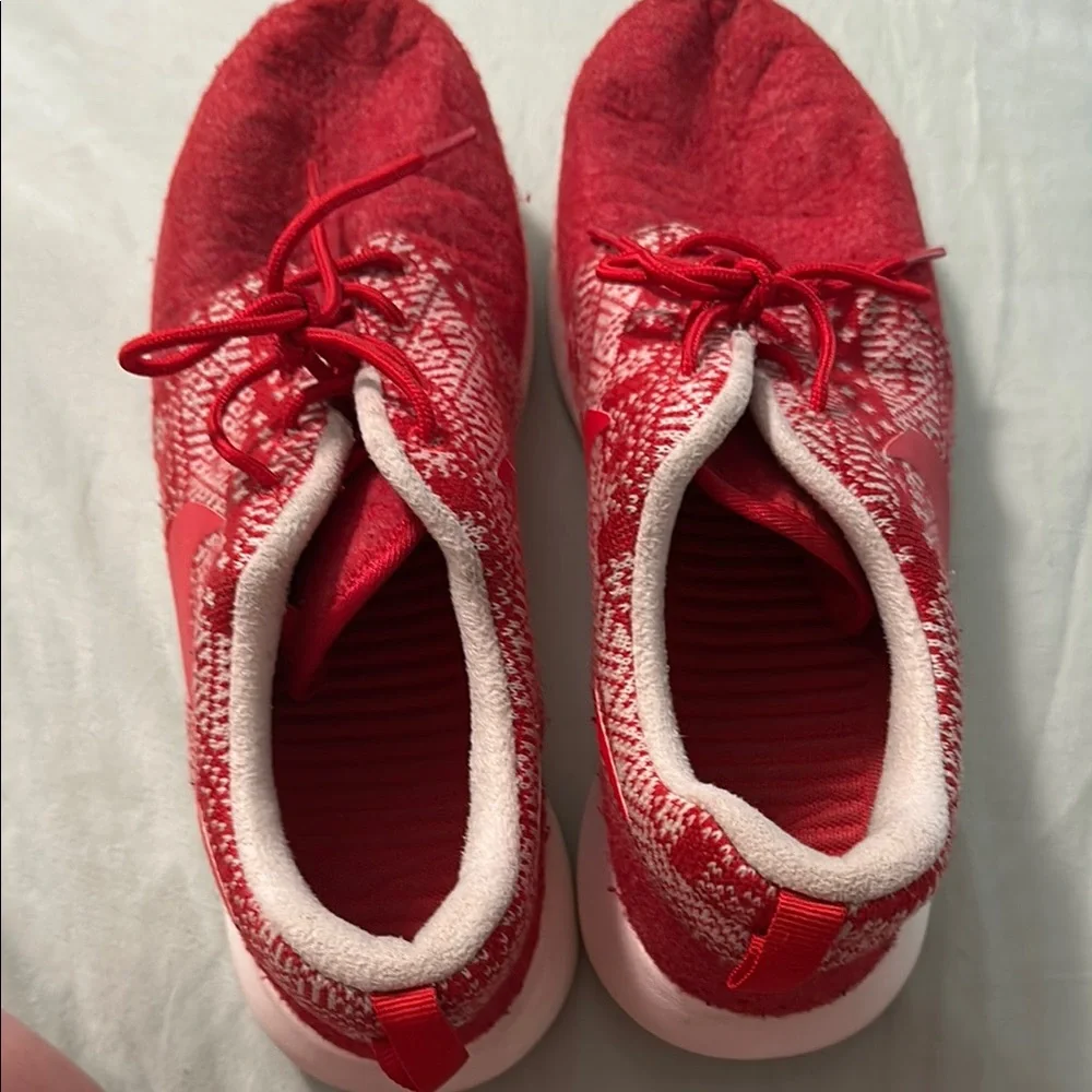 Nike Red and White Knit Holiday style Sneakers